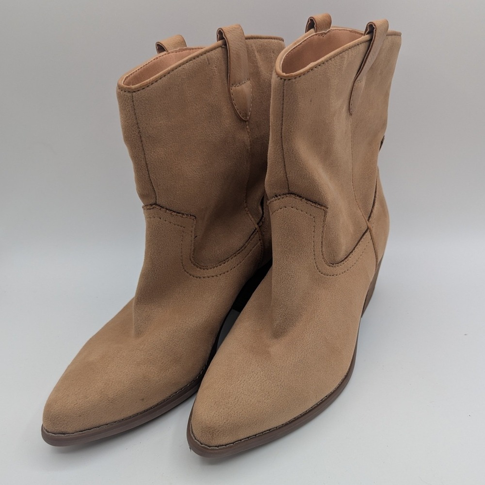 Code West CW158 Natural Tan Western Ankle Boots Womens 9.5M Pointed Toe Booties
